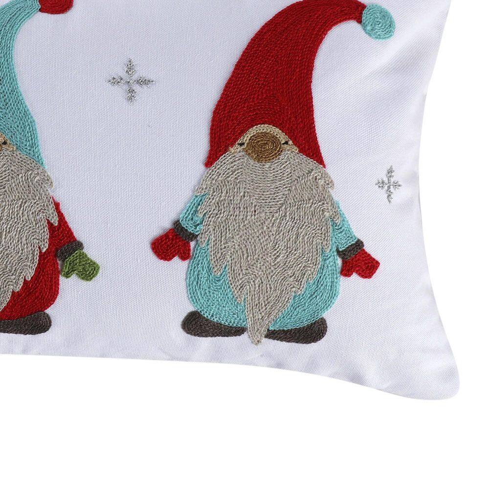 Let It Snow Embroidered Gnomes Holiday Pillow 12x24