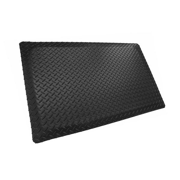 Black 3 ft. x 12 ft. x 1 in. Diamond Plate Anti-fatigue Mat