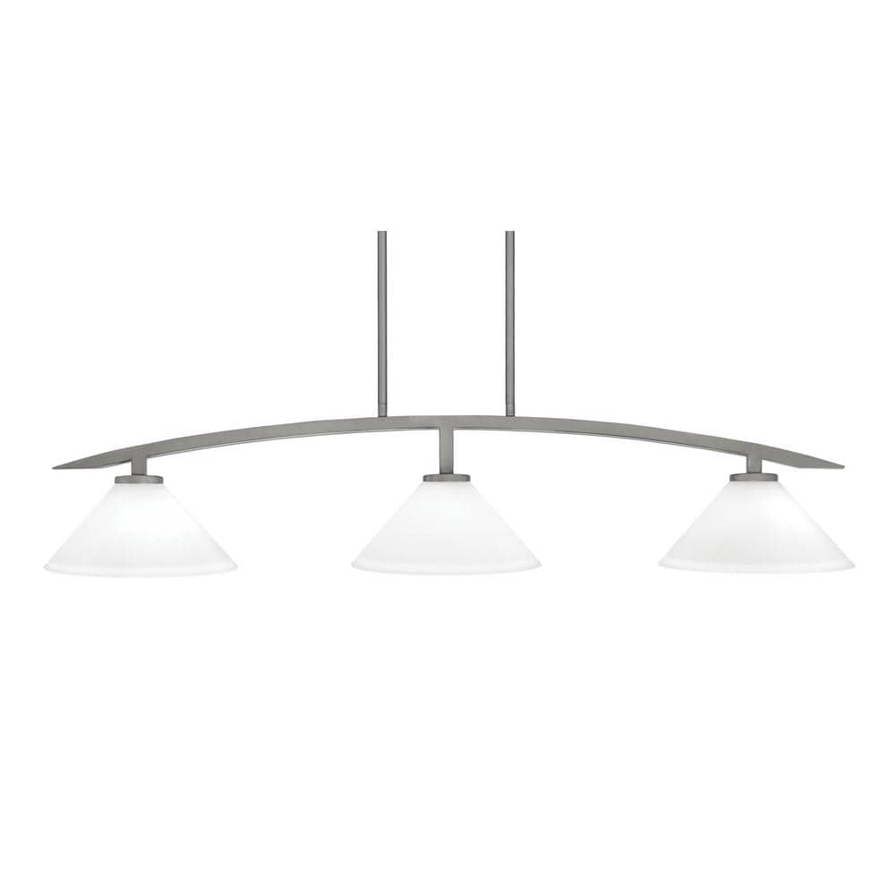 Siena 41.25 in. 3-Light Graphite Chandelier with 10 in. White Muslin Glass 