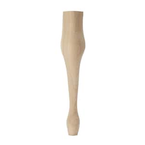 Queen Anne Table Leg with Chamfer - 15 in. H x 1.75 in. Dia. - Sanded Unfinished Ash Wood - DIY Home Furniture Decor