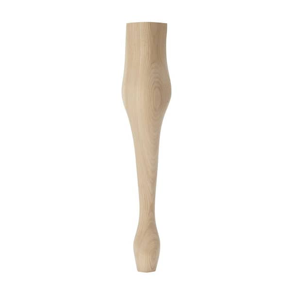 Waddell Queen Anne Table Leg with Chamfer - 15 in. H x 1.75 in. Dia. - Sanded Unfinished Ash Wood - DIY Home Furniture Decor