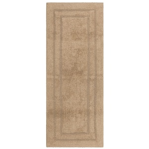 Cotton Reversible Taupe 24 in. x 60 in. Tan Cotton Machine Washable Bath Mat