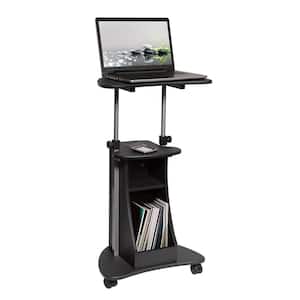 21.25 in. Sit-to-Stand Graphite Wood Rolling Laptop Desk with Storage