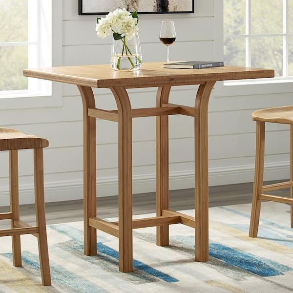 Unbranded Piper Natural Bamboo 36 in. Trestle Counter Height Dining Table Seats 2