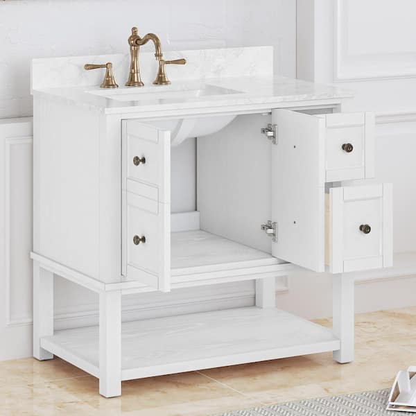 OrangeOne 36 in. W Single Sink Freestanding White Bath Vanity with