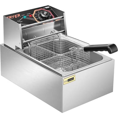 EGGKITPO Deep Fryers Stainless Steel Commercial Deep fryer with Timer Dual  Tank Electric Deep Fryer with 2 Baskets Large Capacity 10L X 2 Electric