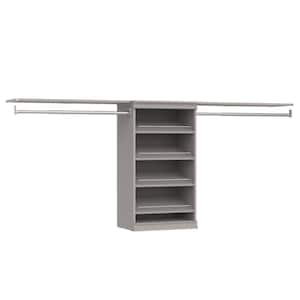Modular Storage 73.38 in. to 93.43 in. W Smoky Taupe Reach-In Tower Wall Mount 4-Shelf Wood Closet System