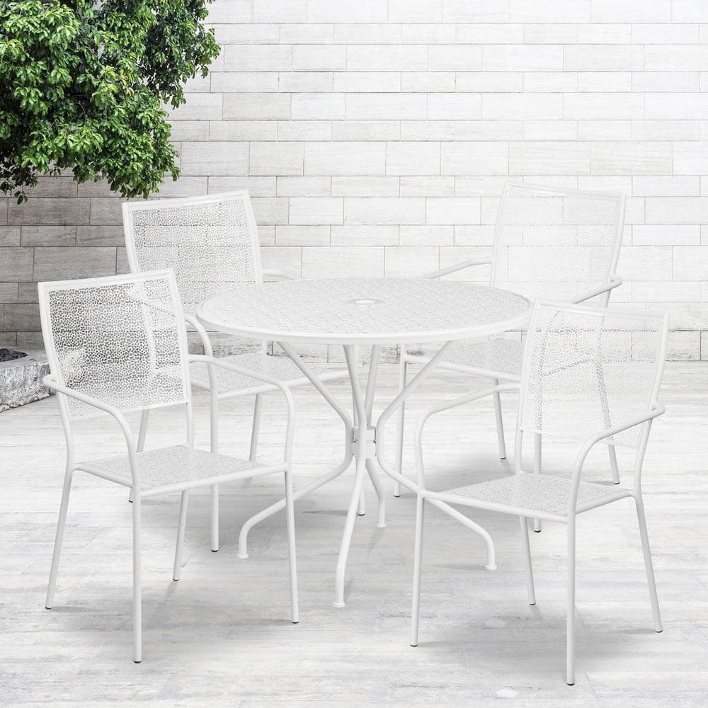 White 5-Piece Metal Round Outdoor Bistro Set price history on PriceWatchPro