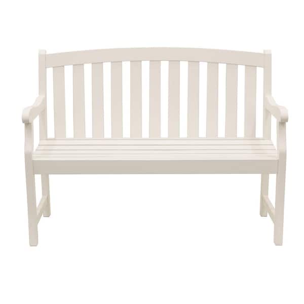 Decor Therapy Marley 48 in. 2-Seat White Wood Outdoor Bench FR8588 ...