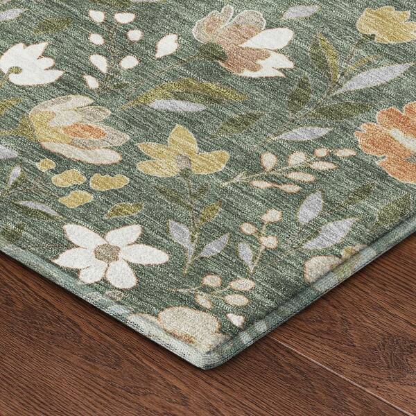 Mayfield Premium Machine Washable Abstract AMF2438 Basil 10 ft. x 14 ft. Area Rug