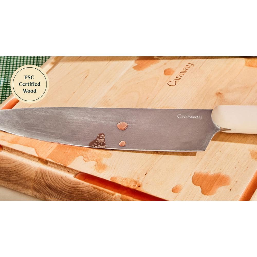 Birch Wood 4-Piece Cutting Board Set with Storage Rack