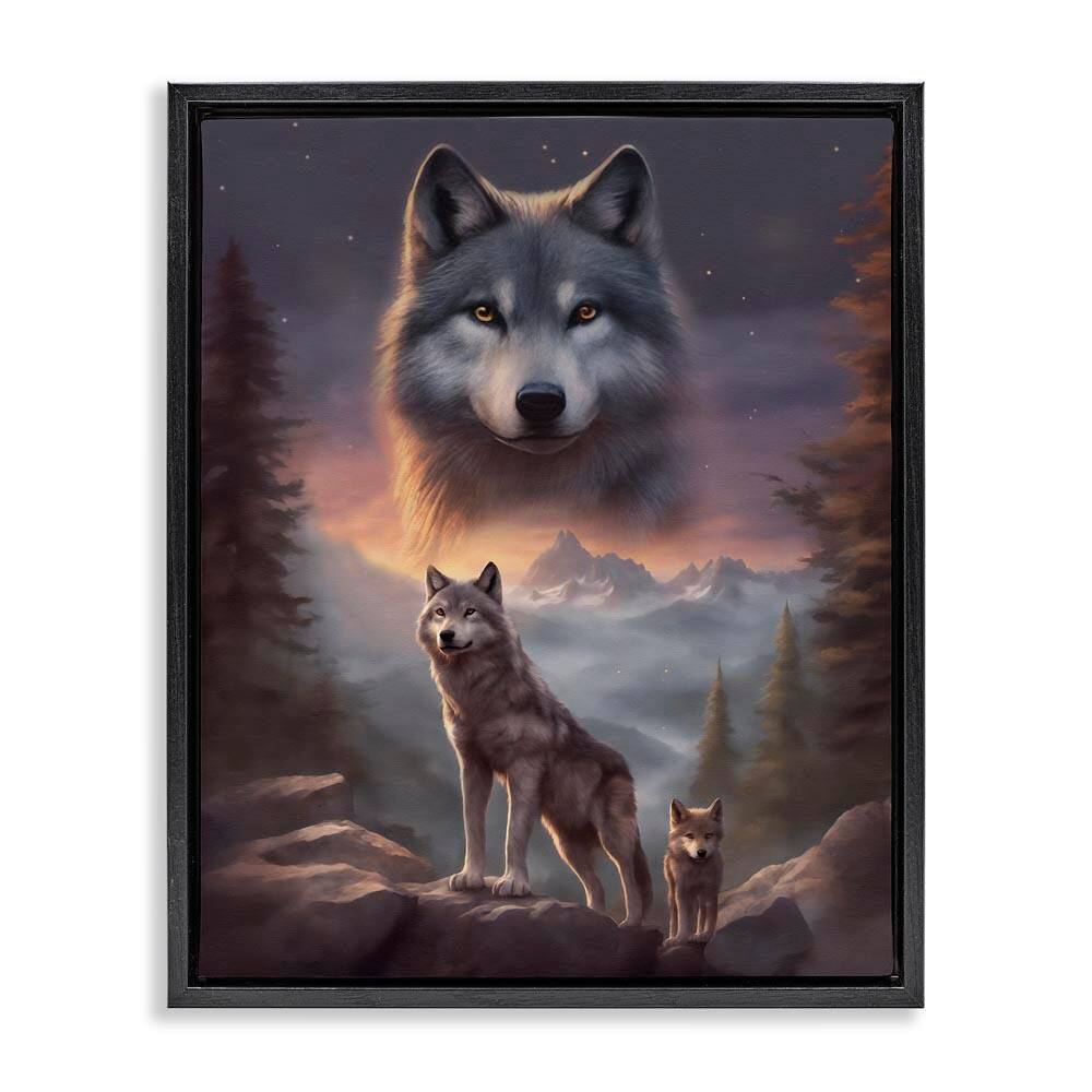 Ancestor Wolf Motif by Noah Bay Black Floater Frame Animal Graphic Art Print 21 in. x 17 in. price history on PriceWatchPro