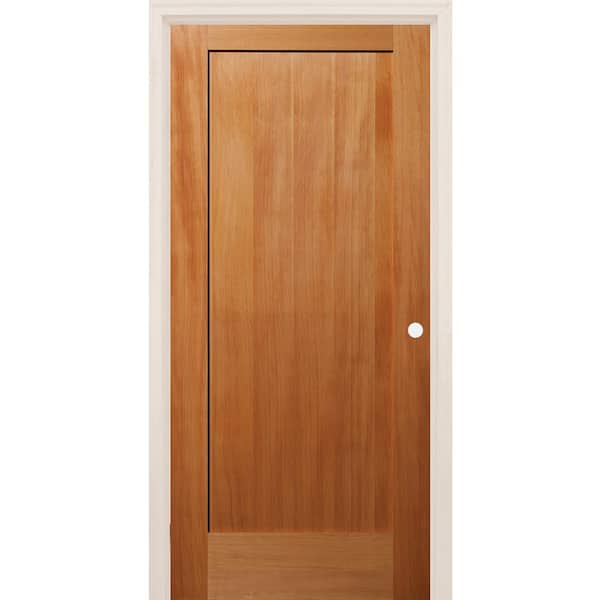 Builders Choice 24 in. x 80 in. 1-Panel Left-Handed Shaker Unfinished Fir Wood Single Prehung Interior Door
