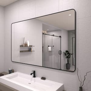 60 in. W x 36 in. H Rectangular Framed Wall Bathroom Vanity Mirror in Matte Black