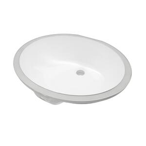 Ansley 8 in. Ceramic Undermount Oval Bathroom Sink with Overflow in Glossy White
