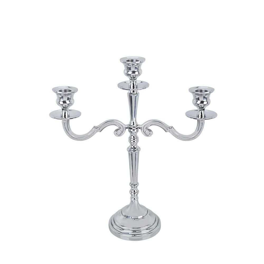 Nickel Finish Aluminum 3-Arm Tabletop Candelabra