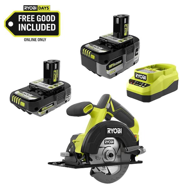 ONE+ 18V Lithium-Ion Cordless Circular Saw Kit with (1) 4 Ah Battery, (1) 2 Ah Battery and (1) 2A Charger