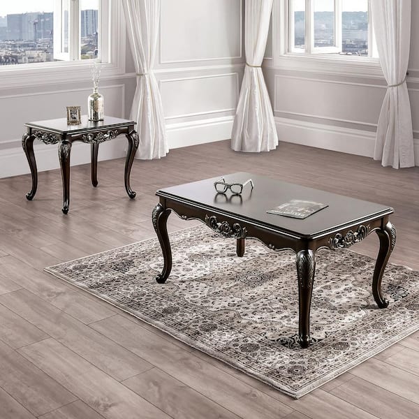Furniture of America Jayce 48 in. Dark Cherry Rectangle Wood Coffee Table With 2 Pieces