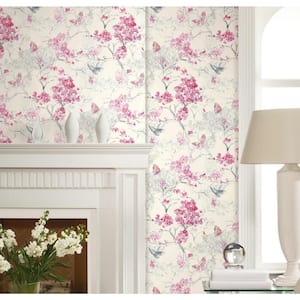 Pink and White Spring Cherry Blossoms Peel and Stick Wallpaper (Covers 28.29 sq. ft.)