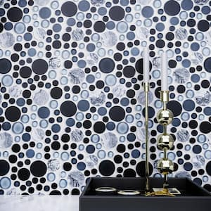 Bubble Art Fusion Blue 11.82 in. x 11.82 in. Geometric Glossy Glass Mosaic Tile (9.7 sq. ft./Case)