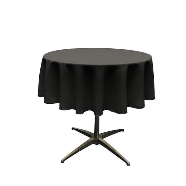 58 in. Round Black Polyester Poplin Tablecloth