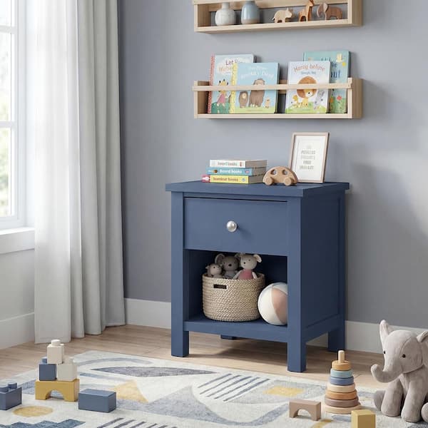 Lazzara Darden Blue Wood Frame 1 Drawer 20 in. Nightstand B2083BU