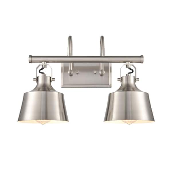 Innovations Provin 18.75 in. 2 Light Brushed Satin Nickel Vanity Light with Nickel Metal Shade