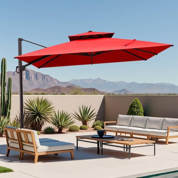 10x15 patio umbrella ABCCANOPY 15FT Double Sided Pool Umbrella with Base, Outdoor Porch Umbrella for Poolside, Lawn, Backyard (Green)