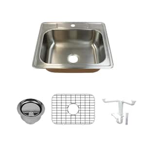 Classic All-in-One Drop-In Stainless Steel 25 in. 1-Hole Single Bowl Kitchen Sink in Brushed Stainless Steel