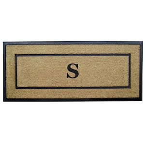 DirtBuster Single Picture Frame Black 24 in. x 57 in. Coir with Rubber Border Monogrammed S Door Mat