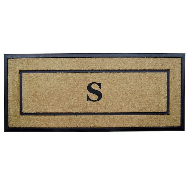 Border Coir Door Mat - Black, Size 24 x 57 | The Company Store