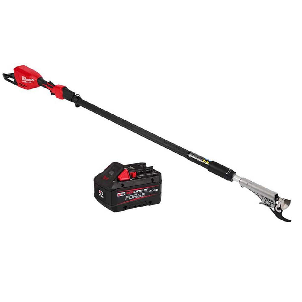 Milwaukee M18 Brushless 18-Volt Cordless Battery Powered Telescoping Pole Pruning Shears w/M18 FORGE XC 8.0 Ah Battery