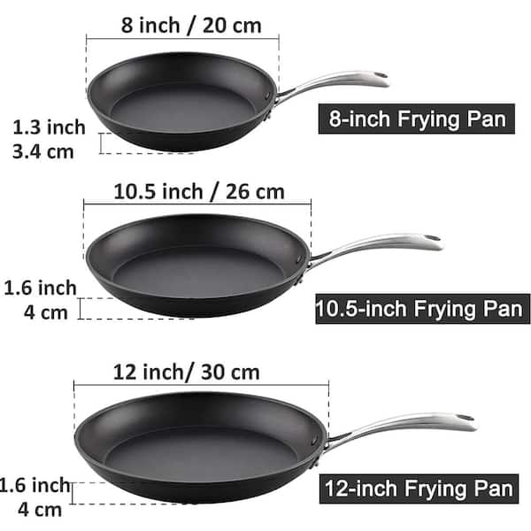 Cooks Standard Classic Hard Anodized Nonstick 8 inch/10.5 inch/12 inch 3-Piece Fry /Saute / Omelet Pan Set