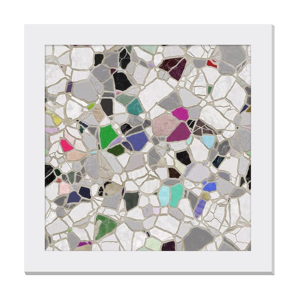 Unbranded Gallery-Grade Icy Crystalline Kaleidoscope White Framed Acrylic Abstract Statement Wall Art 48 in. x 48 in.