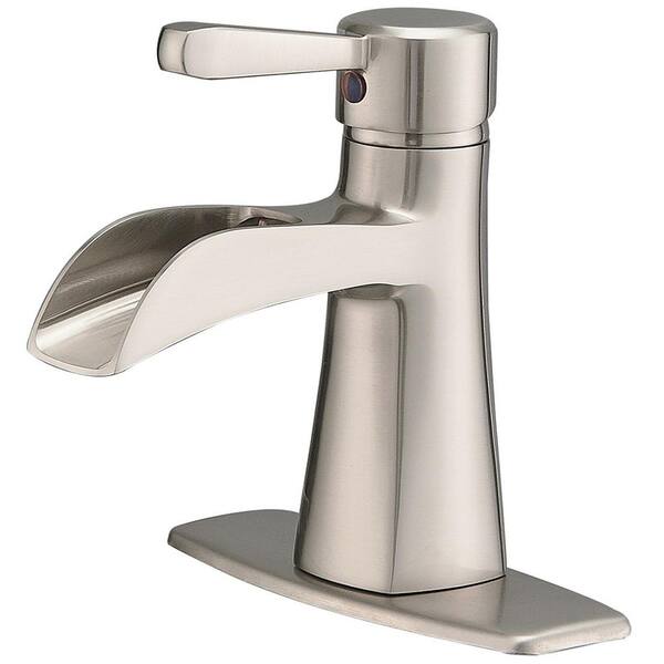 matrix decor Single Handle Single Hole Bathroom Faucet with Deckplate Included and Spot Resistant in Brushed Nickel