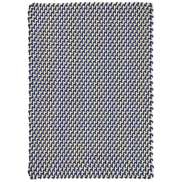 Two-Tone Rope Handwoven Navy/Ivory 5 ft. x 8 ft. Outdoor Area Rug