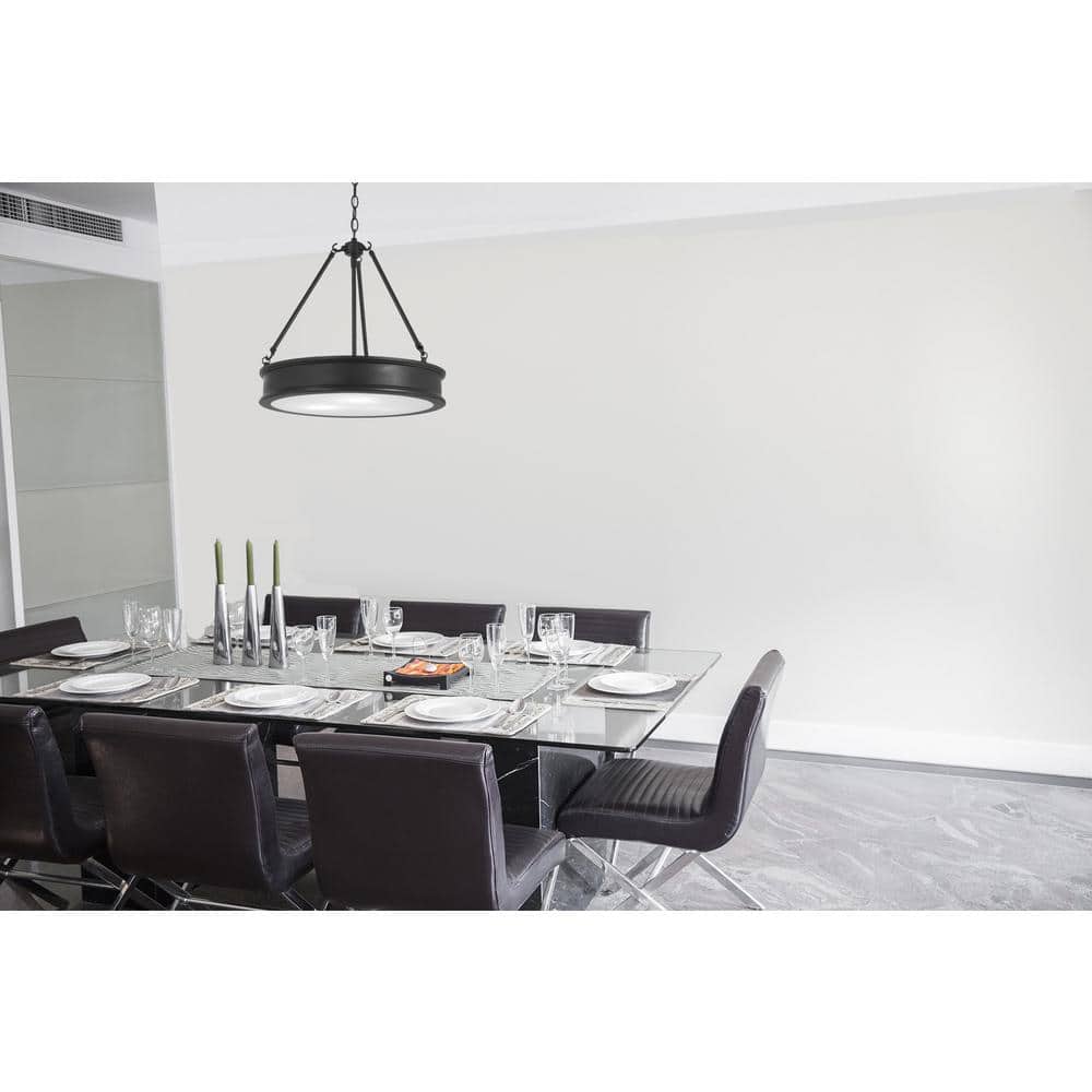 Coal Nickel Glass Drum 3-Light Pendant