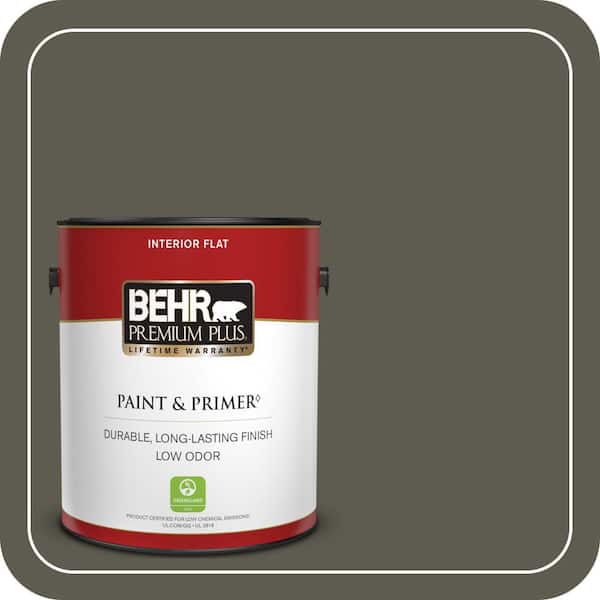 BEHR PREMIUM PLUS 1 gal. #N370-7 Night Mission Flat Low Odor Interior Paint & Primer
