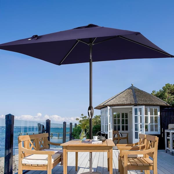 JOYESERY 6.5 ft. x 6.5 ft. Square Patio Market Umbrella with UPF50+, Tilt Function and Wind-Resistant Design, Navy Blue