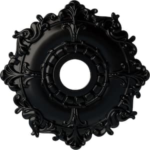 18" x 3-1/2" ID x 1-1/2" Riley Urethane Ceiling Medallion (Fits Canopies upto 4-5/8"), Hand-Painted Jet Black