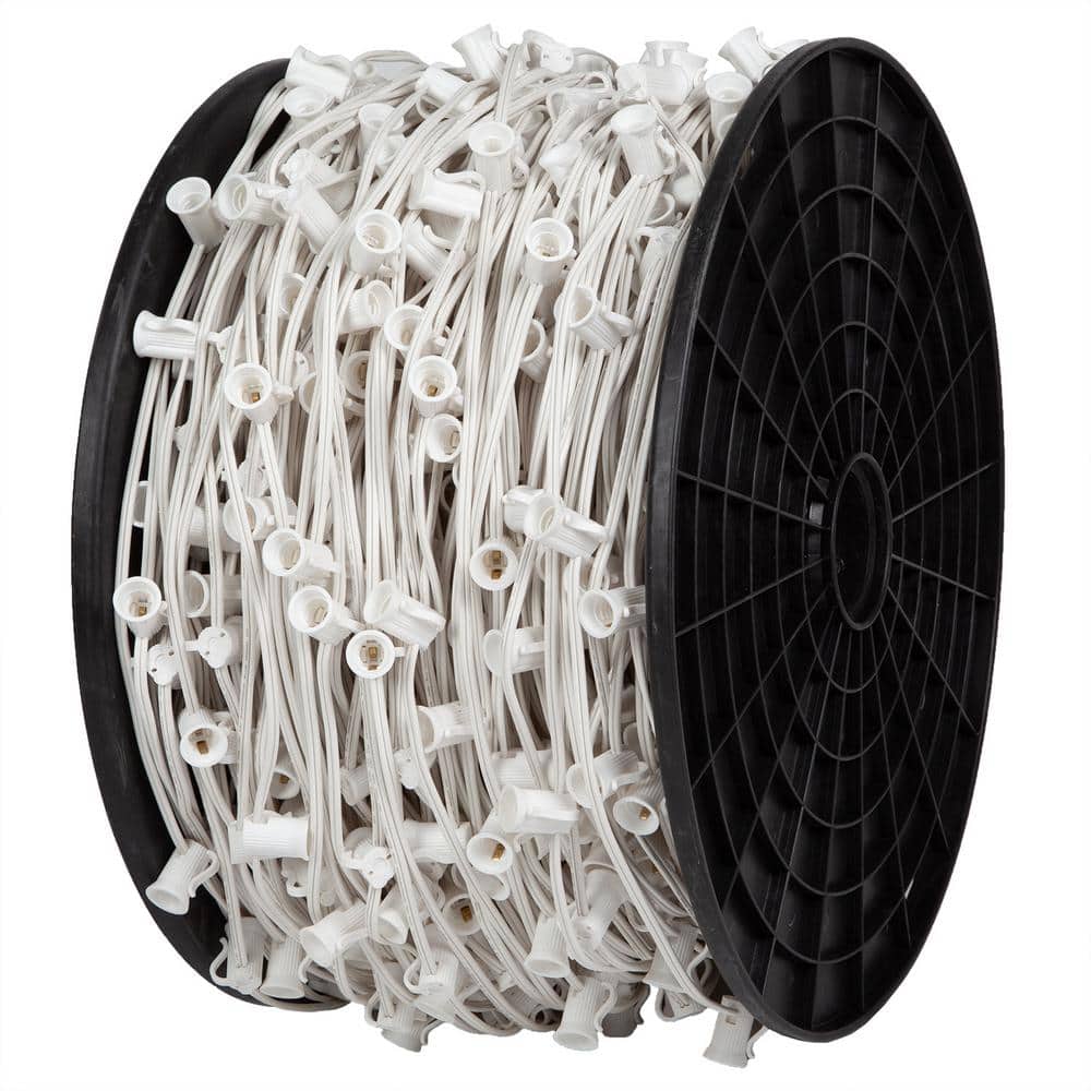 Wintergreen Lighting 1,000 ft. C7/E12 Christmas Light Socket Stringer Spool with 12 in. Spacing