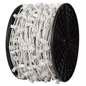 1,000 ft. C7/E12 Christmas Light Socket Stringer Spool with 12 in. Spacing, White Wire
