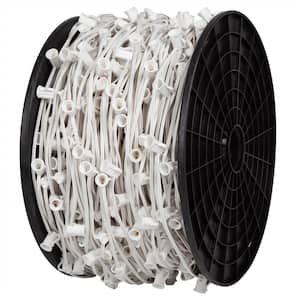 1,000 ft. C9/E17 Christmas Light Socket Stringer Spool with 12 in. Spacing, White Wire