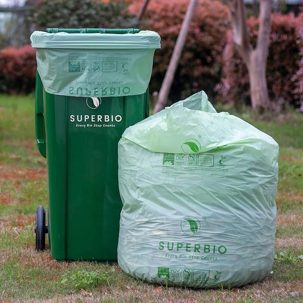 Trash Bags Biodegradable, Strong Rubbish Bags, Trash bags Recycling &  Degradable Garbage Bags, Compostable Bags (Green, 13 Gallon)