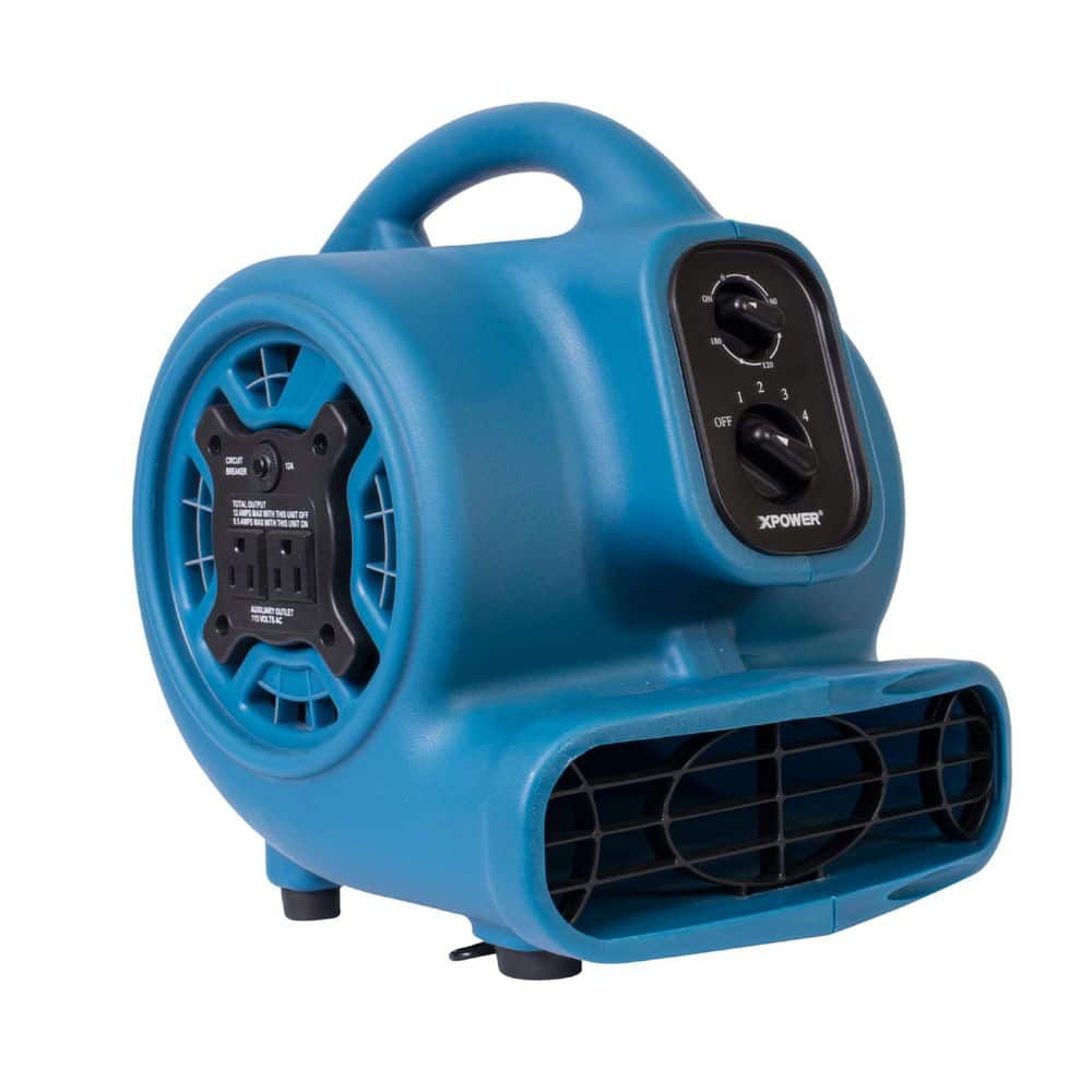 925 CFM 3-Speed Multi-Purpose Mini Mighty Air Mover Utility Blower Fan with Power Outlets and Timer in Blue price history on PriceWatchPro