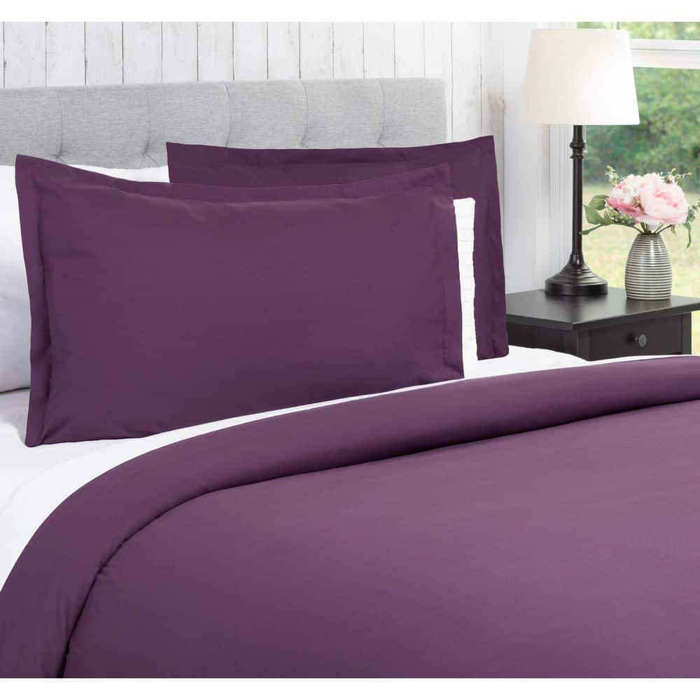 Aubergine Queen Ultra Soft Microfiber 3-Piece Duvet Cover Set