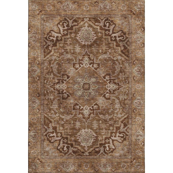 Mayfield Premium Machine Washable Abstract AMF2165 Terracotta 10 ft. x 14 ft. Area Rug