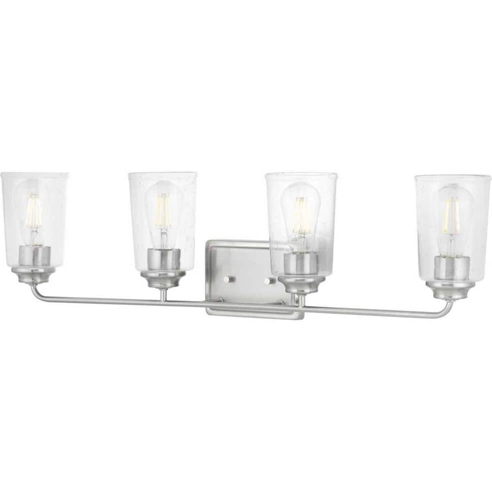 Evangeline 32" Brushed Nickel Vanity Light with Clear Glass Shades