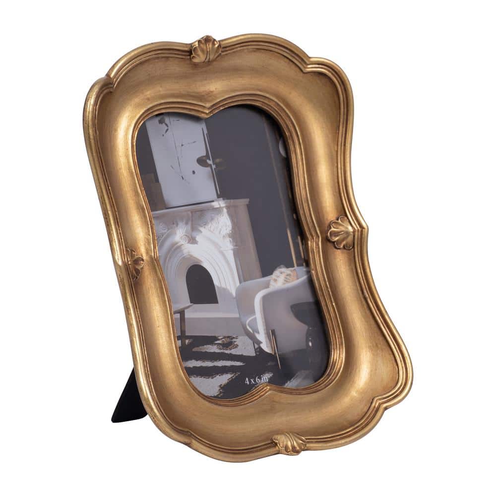 Vintage Gold Polyresin 4x6 Photo Frame with Glass