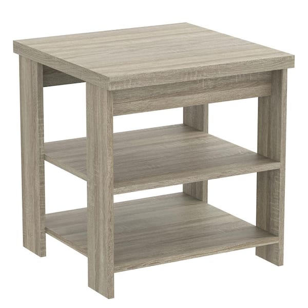 Safdie & Co. Accent Table Dark Taupe 2 Shelves Square 19.25L